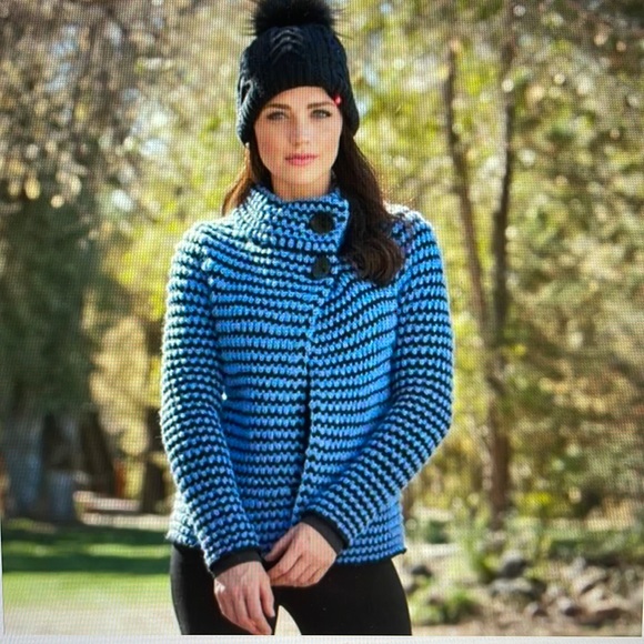 Krimson Klover Midnight Sun Button Cardigan in BLACK AND WHITE. Size Small - Picture 1 of 10